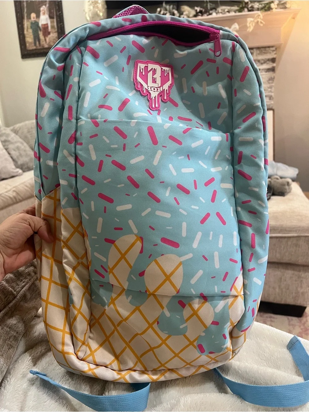 Baseball lifestyle 101 Ice Cream Sprinkles Backpack with Pink Logo